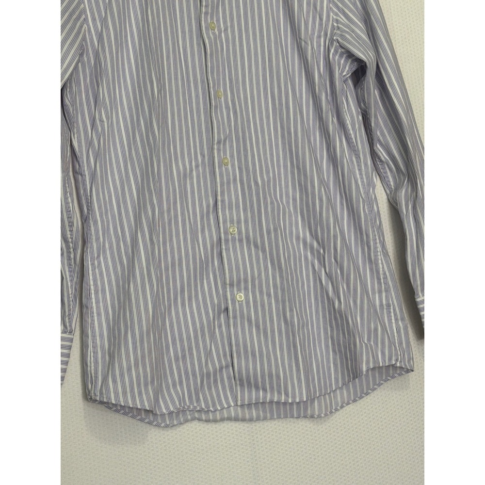 Marc‎ Anthony Slim Fit Striped Button Down Dress Shirt Blue Purple 15.5 32/33 - Picture 4 of 11